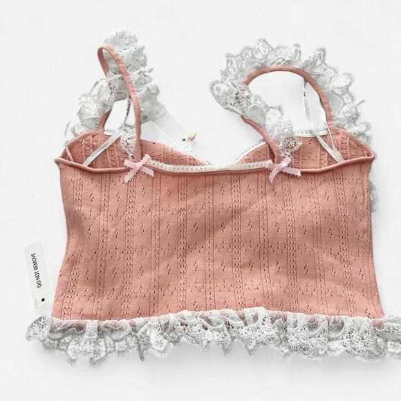 For Love & Lemons Andy Babydoll Knit Tank – Baby Pink Lace Trim (Sz M, NWT) - Picture 5 of 7